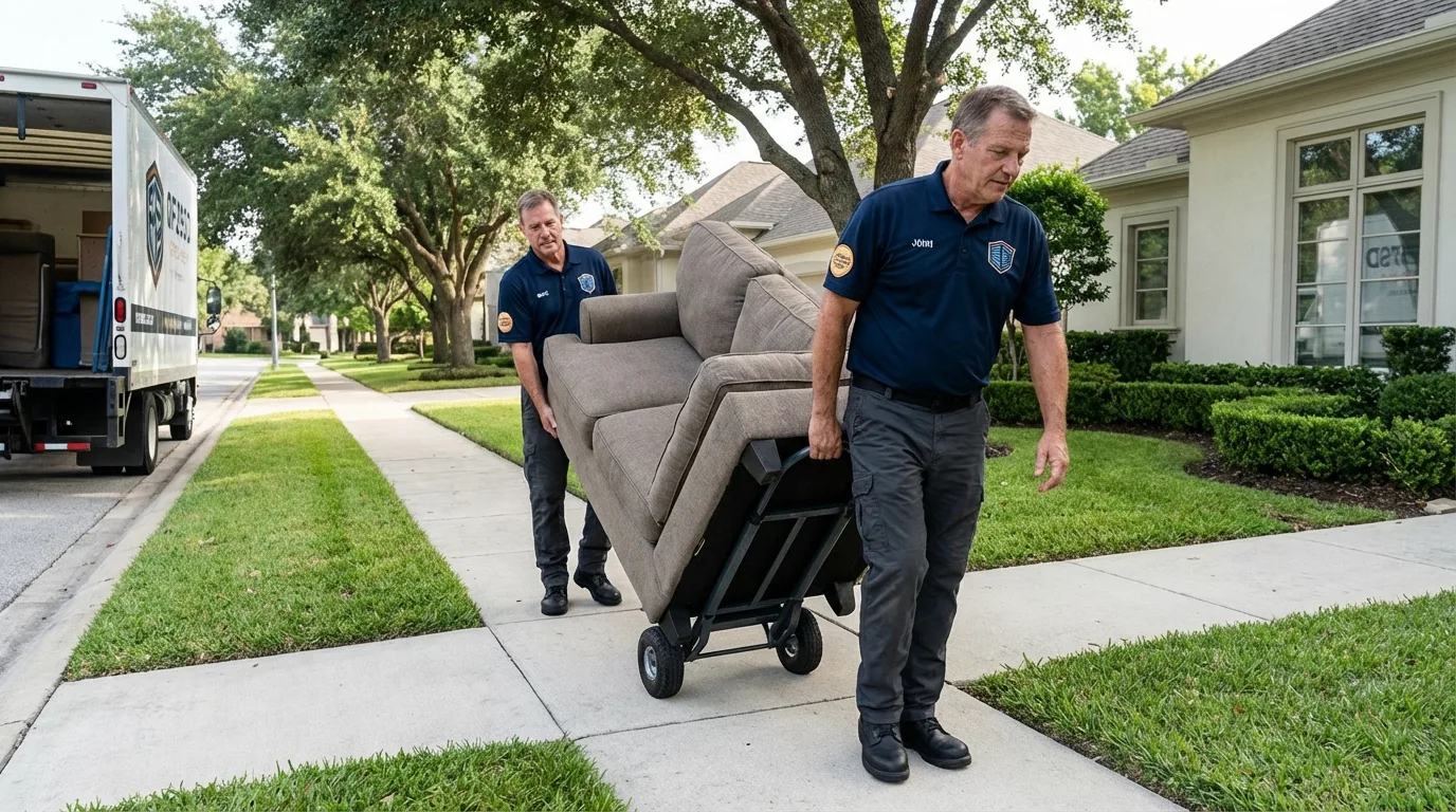 Local residential moving crew loading furniture in Stratford, WI